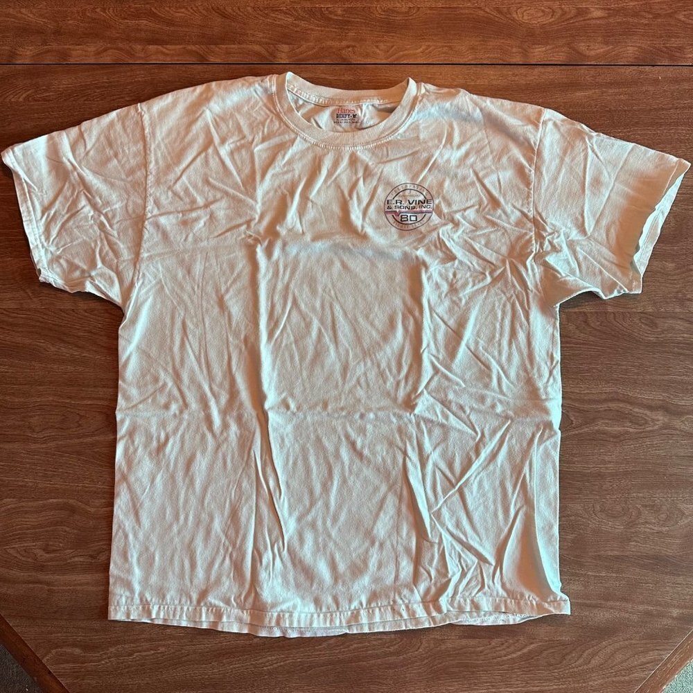 Hanes Beefy-T White Tee Oli Gas E.R. Vine & Sons INC T-Shirt Size XL - Picture 2 of 16